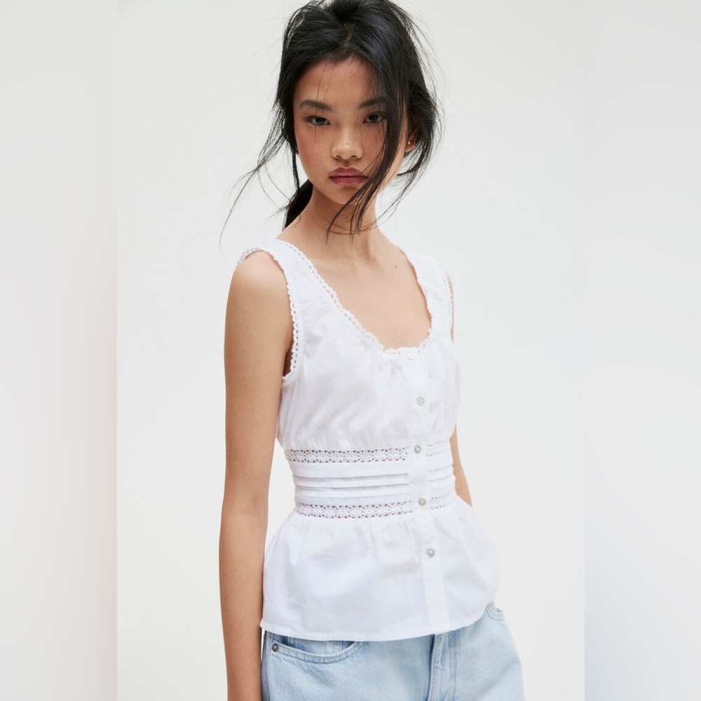 H&M DIVIDED Women's PEPLUM VEST TOP - White- XL